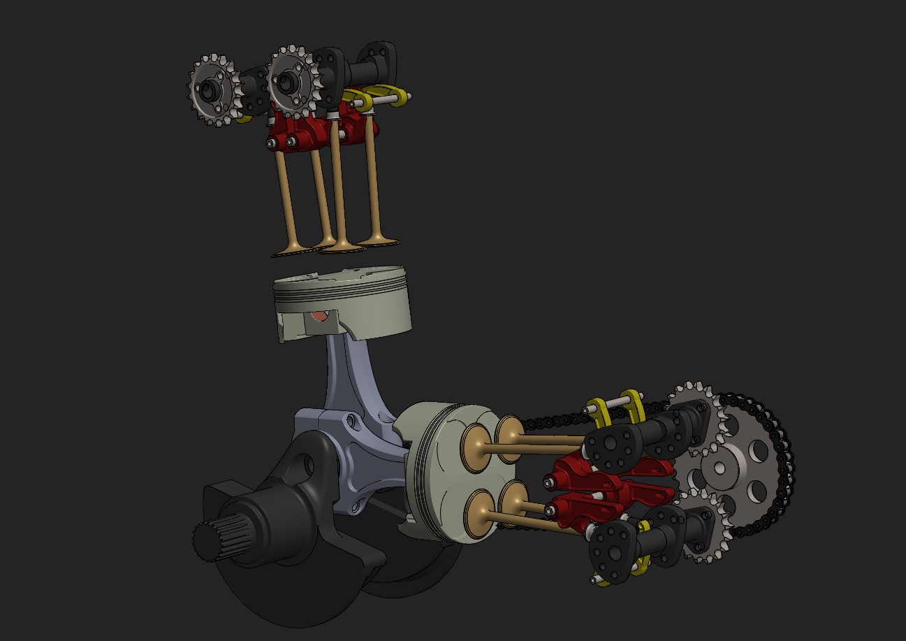V型双缸摩托车发动机内部结构
